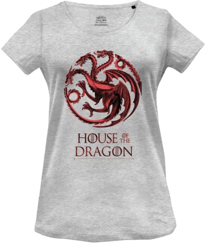 House Of the Dragon Damen Wohoftdts006 T-Shirt, Grau meliert, Large von House Of the Dragon