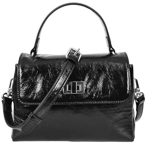 Aria Damen-Handtasche aus echtem Leder, Mini-Griff oben, Schwarz , Small von House of Leather