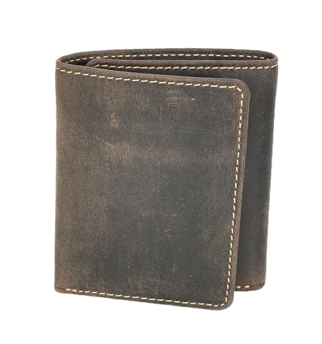 HOL700 Herren-Geldbörse aus echtem Leder, dreifach gefaltet, für Kreditkarten, Geldscheine, Ausweis, RFID-Blockierung, Braun, S Größe, Kleine Größe von House of Leather