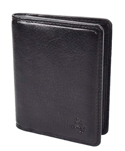 House Of Leather RFID geschützte kleine zweifach gefaltete Brieftasche Notecase Kreditkartenhalter HOL04, Schwarz , S, Doppelt gefaltet von House of Leather