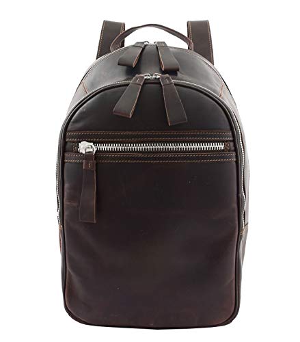 House of Leather Echt Leder Backpack Groß Größe Klassisch Beiläufig Rucksack Palermo Braun von House of Leather