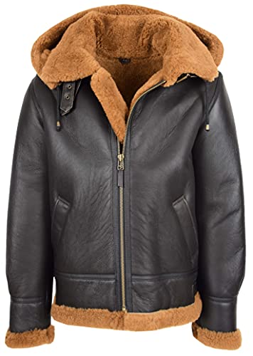 House of Leather Herren B3 Schaffell Jacke Abnehmbar Kapuzenpullover Shearling Ruben Braun Ingwer L von House of Leather