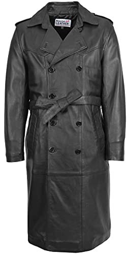 House of Leather Herren Echt Leder 3/4 Länge Mantel Graben Reefer Stil Travis Schwarz L von House of Leather