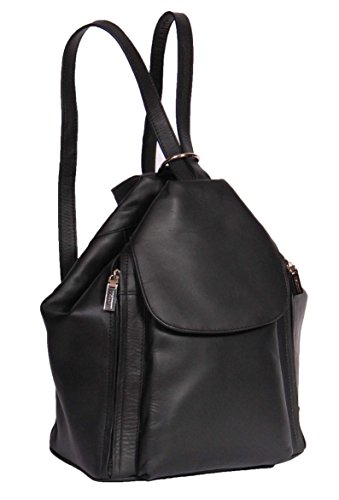 Damen Echtes Leder Rucksack Gehen Kosmetik Lässig Arbeit Mode Tasche HLG187 Schwarz von House of Luggage