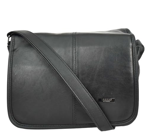 House of Luggage HOL1591 Damen-Umhängetasche, Leder, Messenger-Organizer, mittelgroß, Schwarz, Schwarz , Medium House of Luggage HOL1591 Damen-Umhängetasche, Leder, Messenger-Organizer, mittelgroß, Schwarz, Schwarz , Medium von House of Luggage