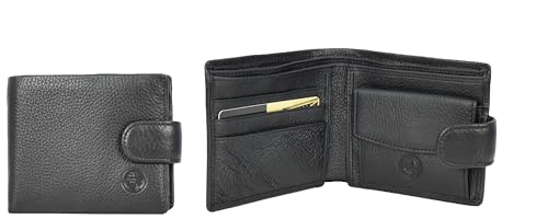House of Luggage Herren Echtleder Bifold Wallet Multi-Pocket Design HLG220 Schwarz von House of Luggage