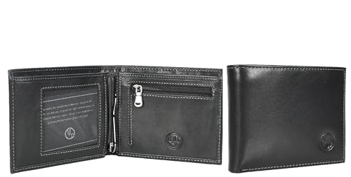 House of Luggage Premium Leder Bi-Fold Wallet ID Holder Coin Pocket Banknote Clip HLG180 Schwarz von House of Luggage