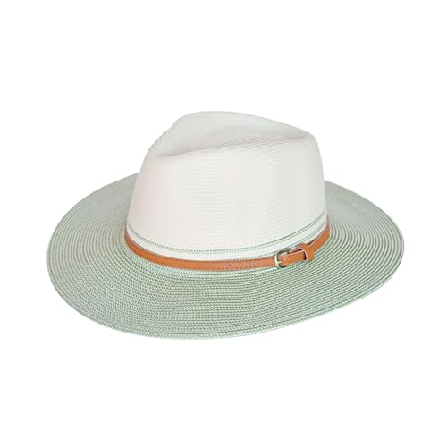 House of Ord Cape Town Bella Fedora Sonnenhut Damen Faltbarer Strohhut Sommerhut mit UV Schutz - in Größe M/58cm in 6 Farben - Größe: M/L: 58 cm Farbe: Grün/Ivory von House of Ord Cape Town