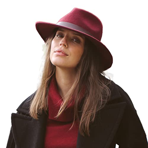 House of Ord Cape Town Blake Fedora Filzhut Damen 100% Wollfilzhut Herren Winterhut Herbst Hut UV Schutz - in Größen M/57cm, L/59cm, XL/61cm - Größe: L/XL: 59 cm Farbe: Rot von House of Ord Cape Town