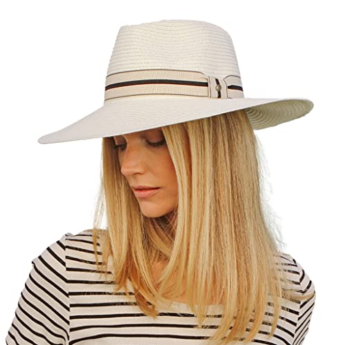 House of Ord Cape Town Carla Fedora Damen Sonnenhut UV Schutz Größe M/58cm einstellbar - in 2 Farben - Größe: M-L: 58 cm Farbe: Ivory von House of Ord Cape Town