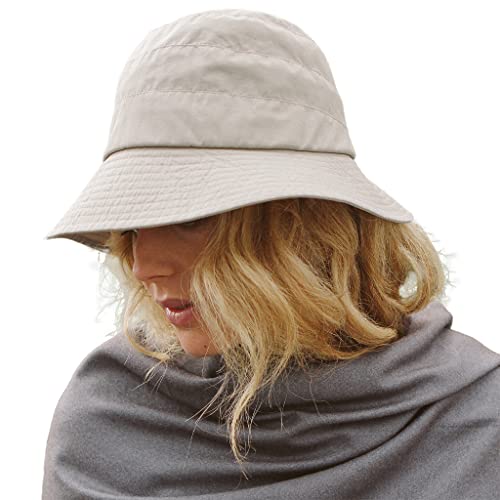 House of Ord Cape Town Ella Bucket Hut Damen 100% Nylon Wasserabweisend Herbst Faltbar Glockenhut Damen Winter Hut - in Größen S/56cm, M/58cm, L/61cm - Größe: M/L: 58 cm Farbe: Hellgrau von House of Ord Cape Town