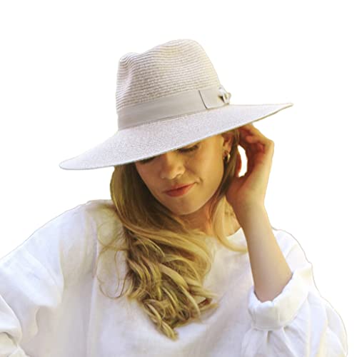 House of Ord Cape Town Fiona Fedora Damen Sonnenhut Eleganter Strohhut UV Schutz - 4 Farben in Größe M/58cm - Größe: M/L: 58 cm Farbe: Beige von House of Ord Cape Town