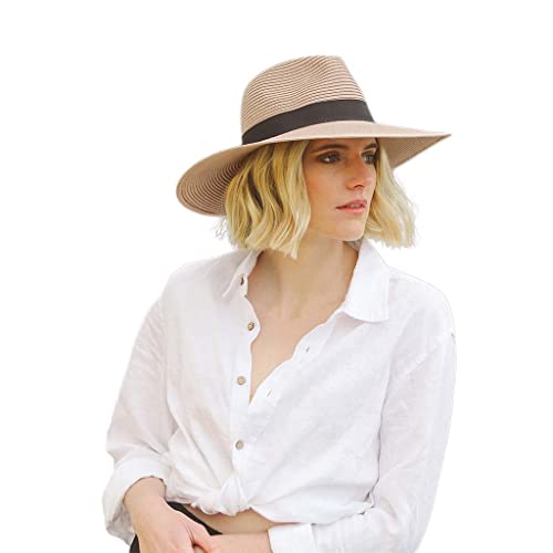 House of Ord Cape Town Fiona Fedora Damen Sonnenhut Eleganter Strohhut UV Schutz - 4 Farben in Größe M/58cm - Größe: M/L: 58 cm Farbe: Taupe von House of Ord Cape Town