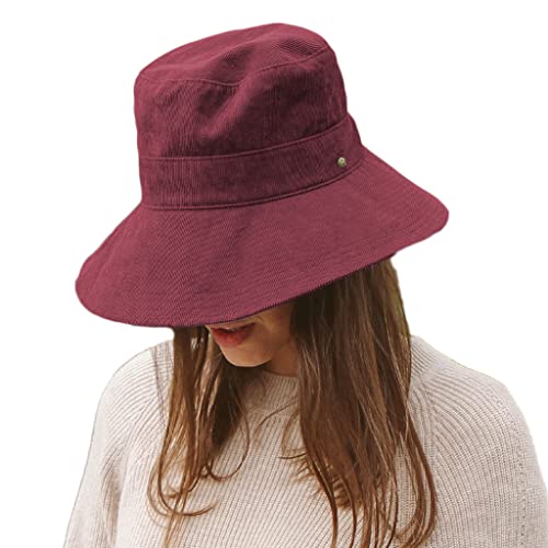 House of Ord Cape Town Gabi Bucket Damenhüte Winter Bucket Hat Faltbar Herbst Hut - in Größen S/56cm, M/58cm, L/61cm - Größe: L/XL: 61 cm Farbe: Rot von House of Ord Cape Town