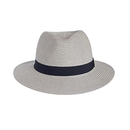 House of Ord Cape Town Pana-Mate Fedora Strohhut Damen Herren Sonnenhut mit UV Schutz 50-4 Farben in Größen S/56cm-M/58cm-L/61cm - Größe: M/L: 58 cm Farbe: Hellgrau von House of Ord Cape Town