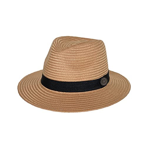 House of Ord Cape Town Reef Pana-Mate Fedora Hut Herren Sonnenhut Packbarer Golfhut mit Golfballmarker Strohhut mit UV Schutz - 3 Farben in Größen M/58cm-L/61cm - Größe: L-XL: 61 cm Farbe: Camel von House of Ord Cape Town