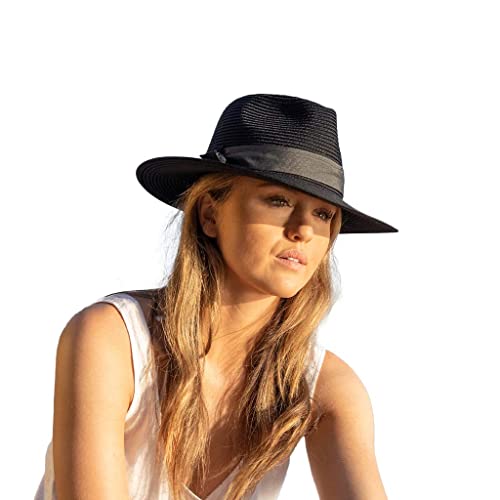 House of Ord Cape Town Sienna Fedora Damen Sonnenhut UV50 Schutz - 2 Farben in Größe Medium - Größe: M-L: 58 cm Farbe: Schwarz/Grau von House of Ord Cape Town