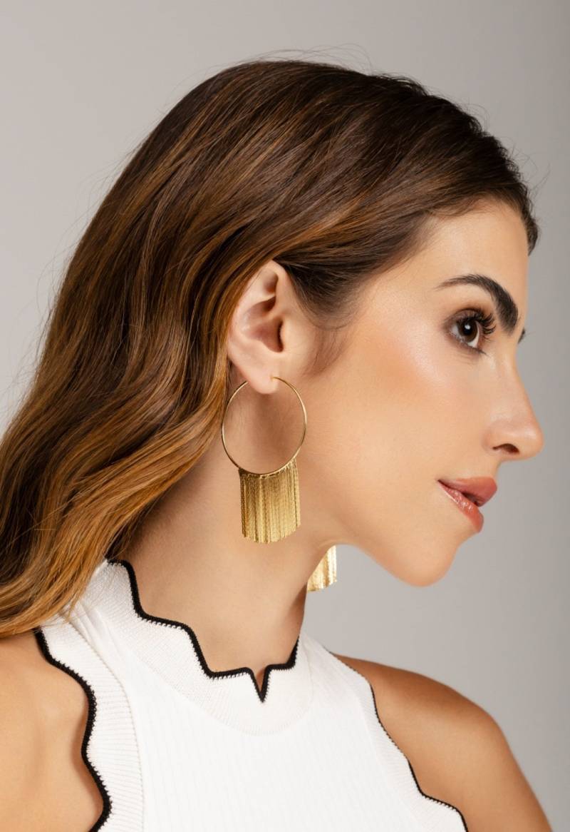 Quaste Fransen Ohrringe Hoop - Disco Quaste Fransen Ohrringe Hoop - Disco von House12Accessories