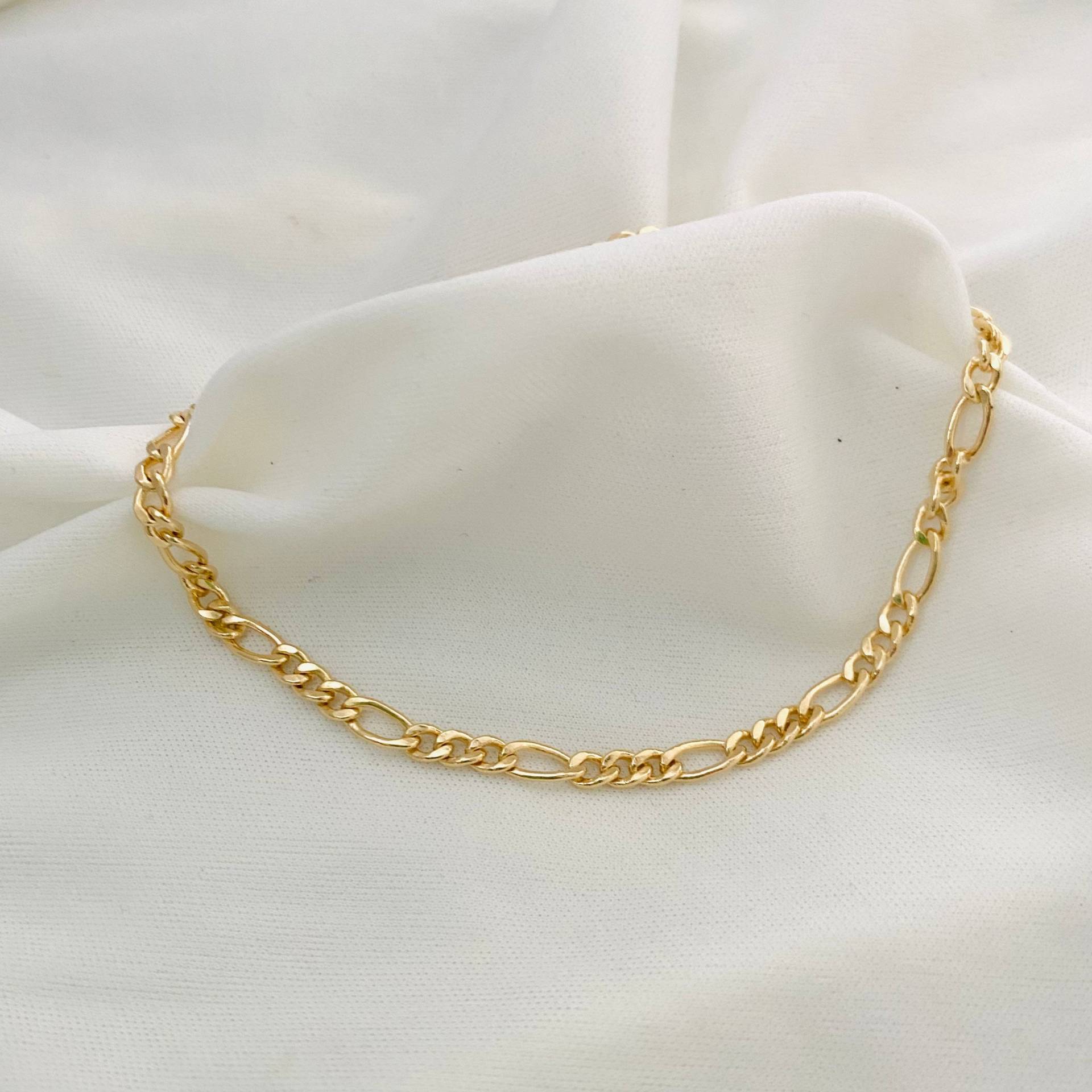 Figaro Link Fußkettchen, 18K Gold Filled Kette Dicke Stapel Fußkettchen von HouseGoldJewelry