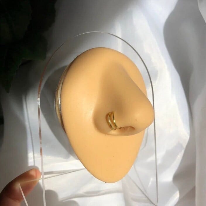 Doppel Ring Nose Cuff | Fake Nasenpiercing African Nose Nasenmanschette Falsche Nasenringe Piercing Nasenschmuck Damen Goa von HouseOfCreationsDE