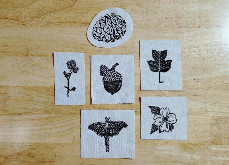 Appalachian Natur Patches // Blockprint Leinwand Auf Handgemacht von HouseOfFigsStudio