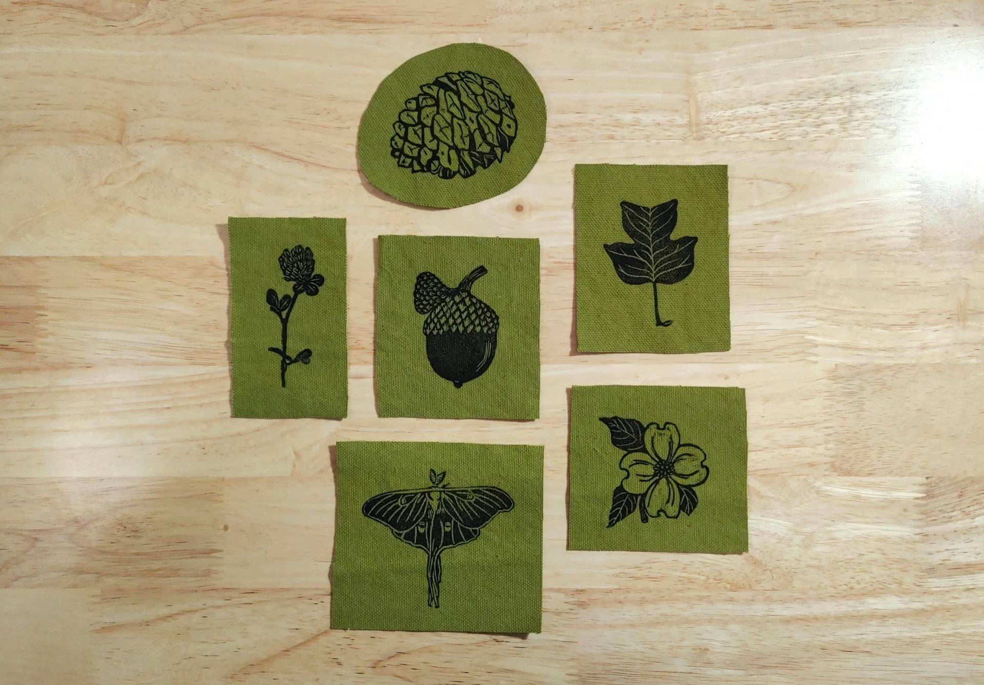 Appalachen Aufnäher // Blockprint Olivefarbenes Duck-Canvas Handgemacht von HouseOfFigsStudio