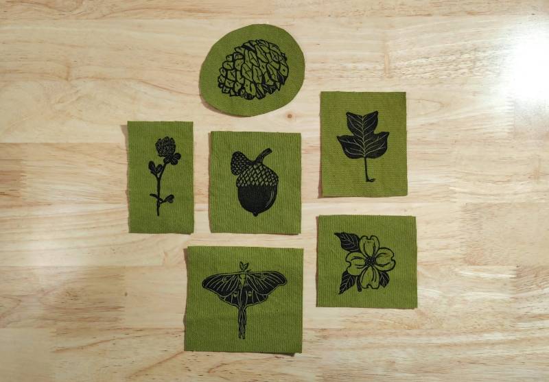 Appalachian Natur Patches // Blockprint Grünes Duck Canvas Handgemacht von HouseOfFigsStudio