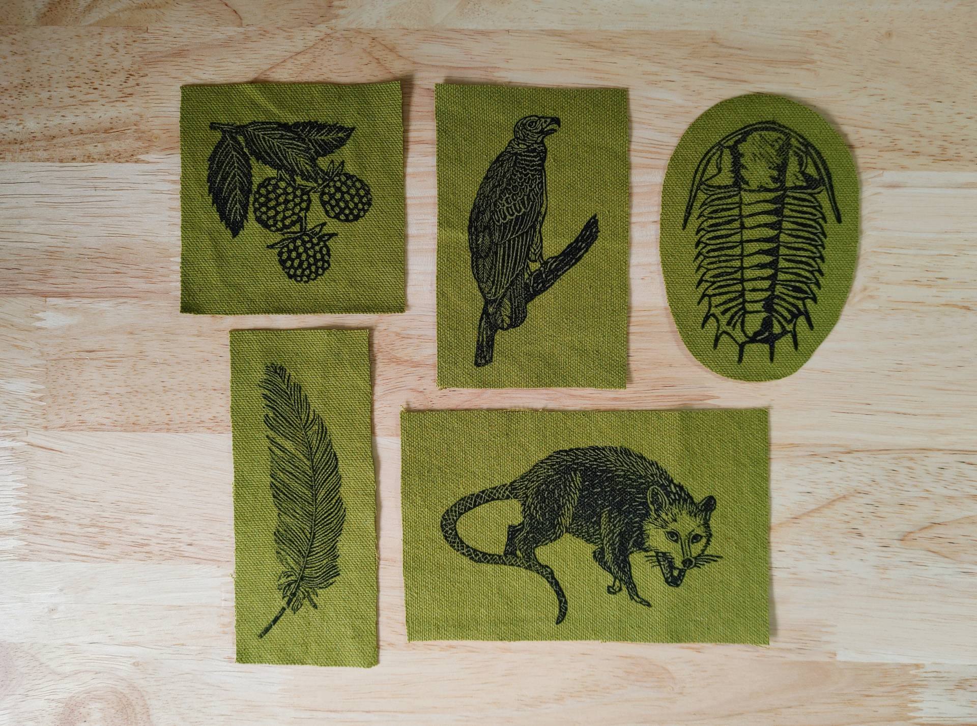 Appalachen Aufnäher // Blockprint Olivefarbenes Duck-Canvas Handgemacht von HouseOfFigsStudio