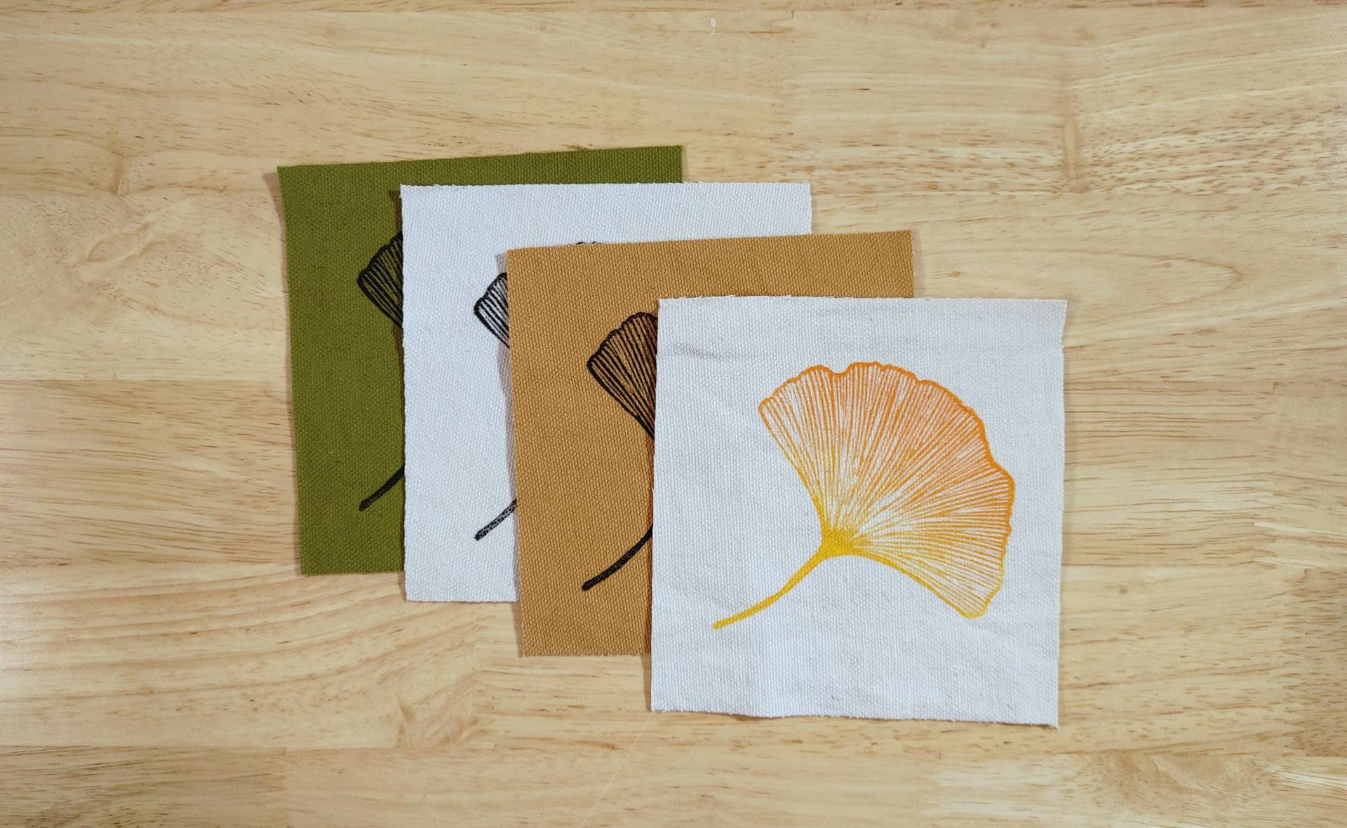 Ginkgo Blatt Aufnäher // Blockprint Bunte Leinwand Handgemacht von HouseOfFigsStudio