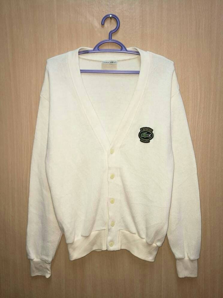 Lacoste Small Logo Spellout Embroidery Button Sweater Cardigan von HouseOfWMK