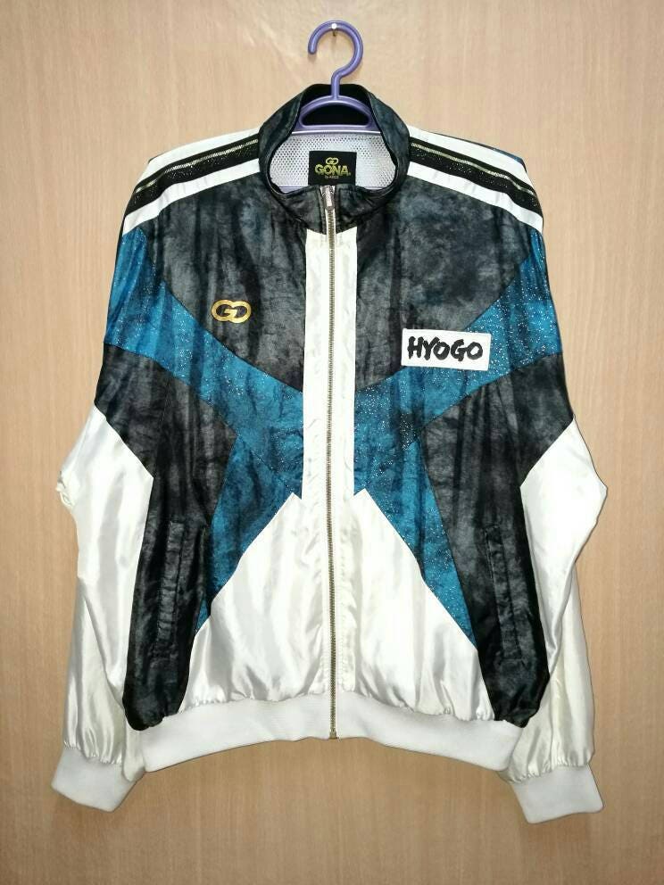 Vintage Abstrakte Spellout Zip Up Jacke Pullover Verrückte Muster Gr. L von HouseOfWMK