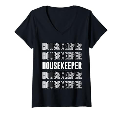 Damen Haushälterin T-Shirt mit V-Ausschnitt Damen Haushälterin T-Shirt mit V-Ausschnitt von Housekeeper Apparel