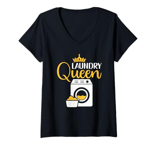 Damen Laundry Queen, lustige Wertschätzung für den Job Einer Wäscherin T-Shirt mit V-Ausschnitt Damen Laundry Queen, lustige Wertschätzung für den Job Einer Wäscherin T-Shirt mit V-Ausschnitt von Housekeeping Housekeeper Laundry Worker Apparel