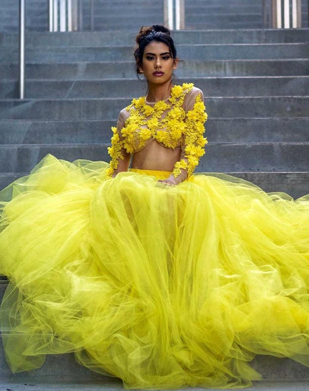 Gelb Genäht Tüll Kleid Gelb Genäht Tüll Kleid von HouseofCanaca