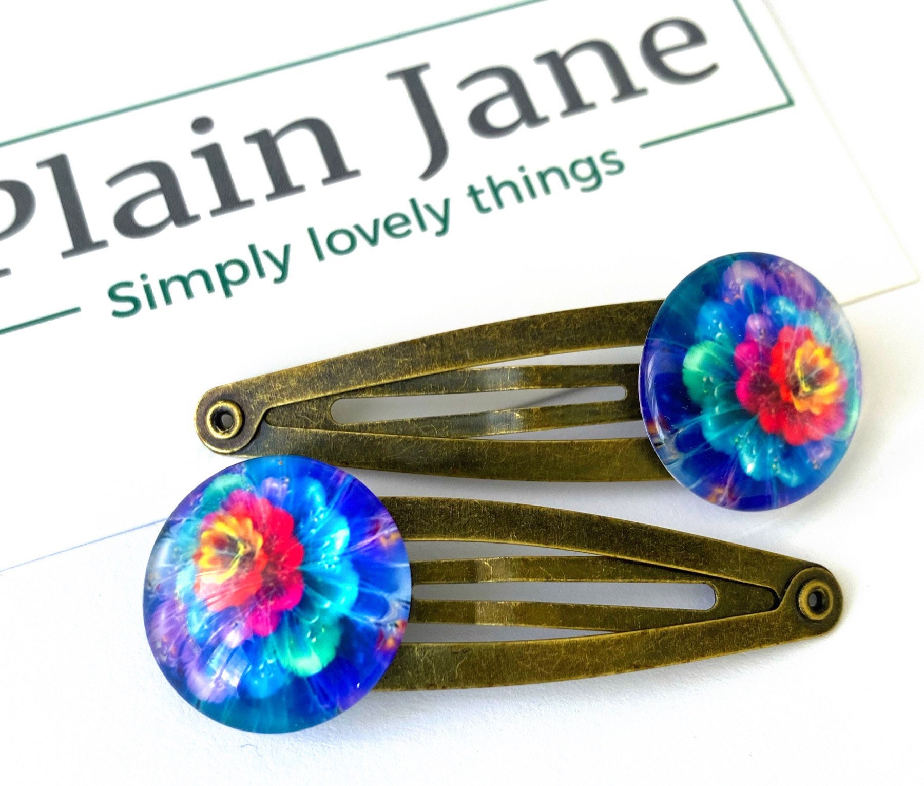 Blühende Wasserlilie Nachtblaue Haarspange Von Plain Jane X2 - Antike Gold Vintage Damen Haarspangen Gartenarbeit Geschenk von HouseofClipsBySimone