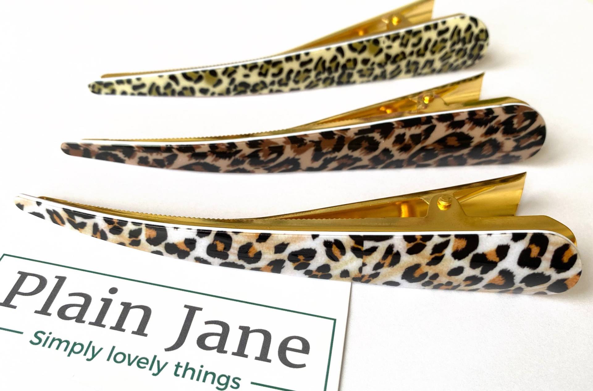 Medium Fierce Schnabelklammer Von Plain Jane- Damen Haarspange - Leopard Print Concorde Schnabelklammer- Resin Leoparden Haarspangen Japan Kimono von HouseofClipsBySimone