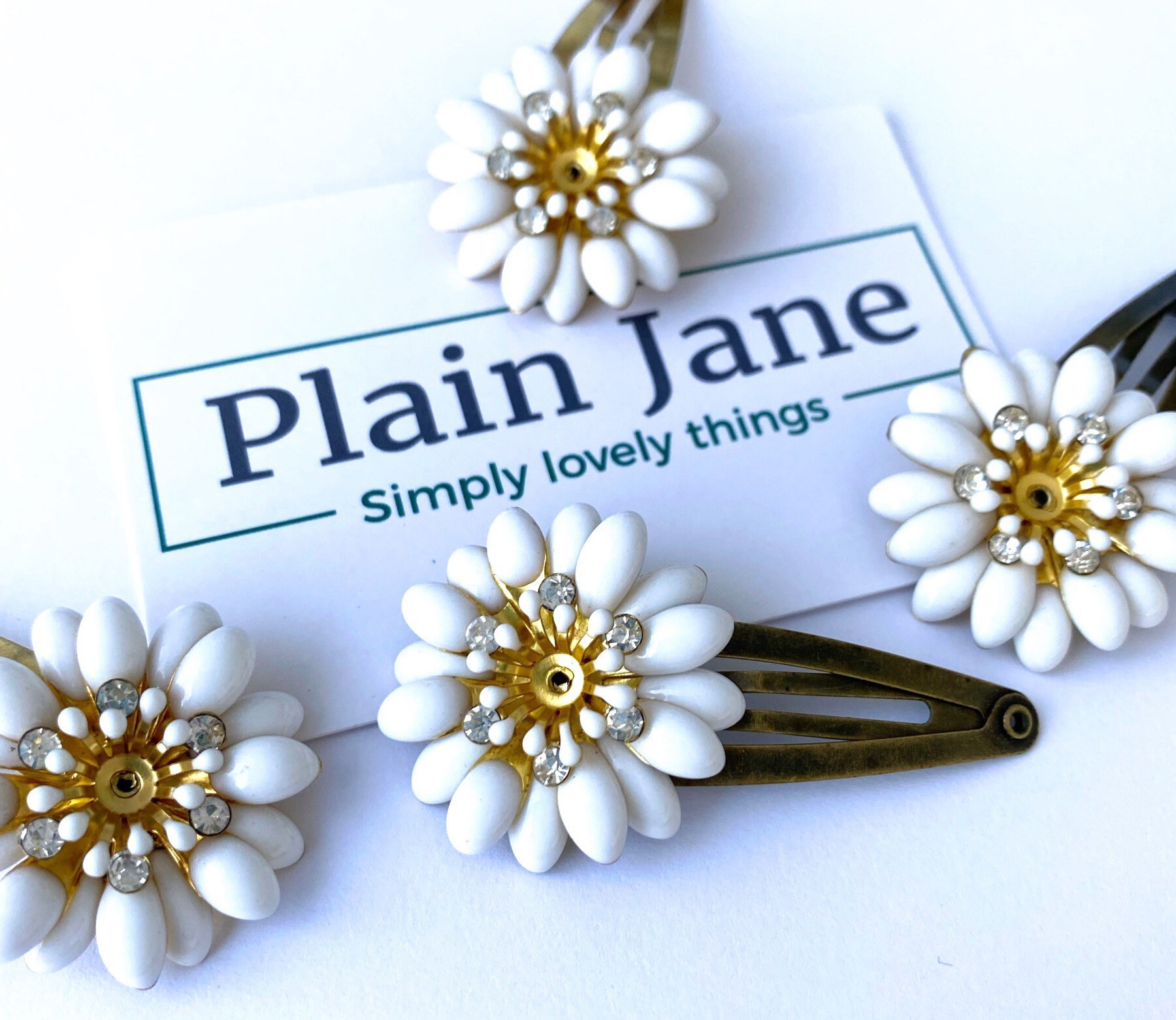 Mondblumen Clip Von Plain Jane X1 - Schlichte Antik Gold Haarspange Vintage Damen Schnappclips Blumen von HouseofClipsBySimone