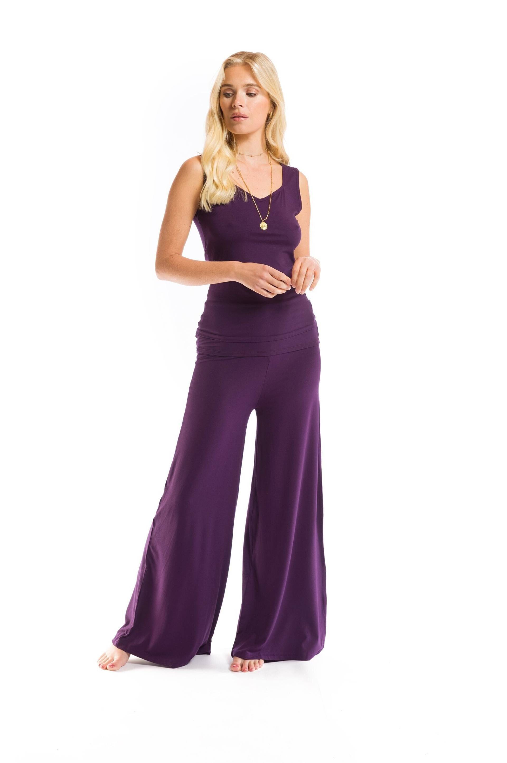Bamboo Sweetheart Weste Top Deep Purple Eco Friendly Yoga Fitted Gym Workout Tantra Tantric Kein Sweat Basic von HouseofHraiz