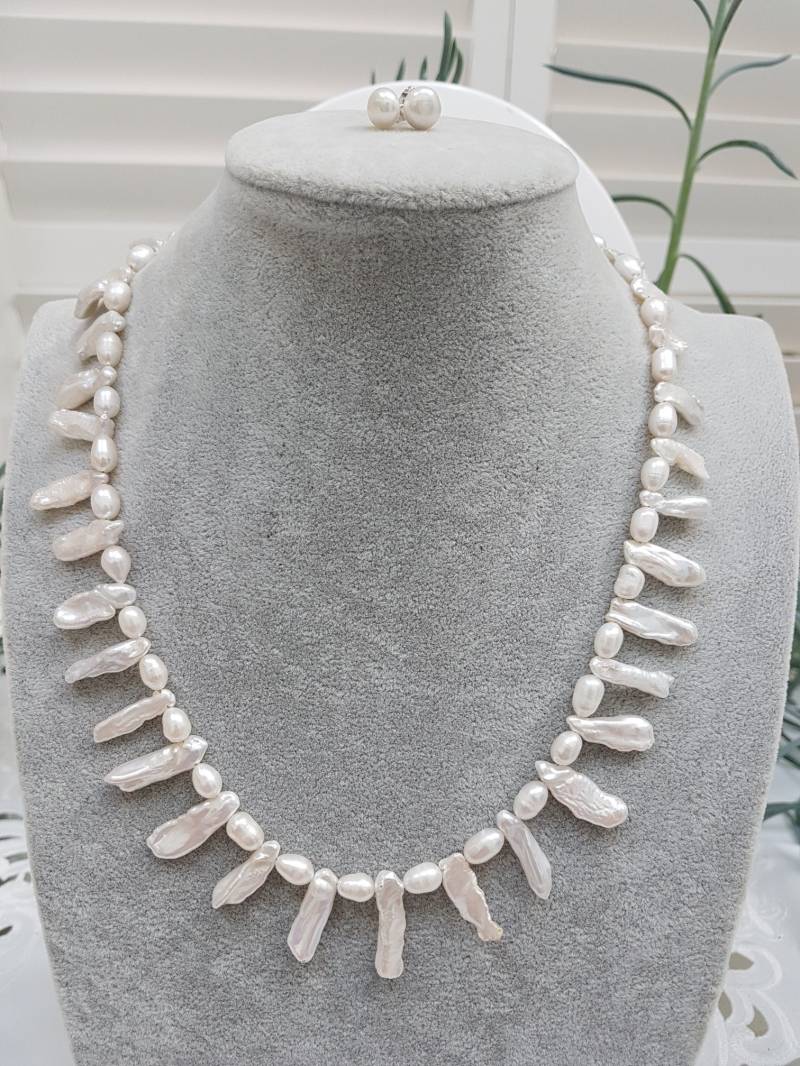 Süßwasser Perle Halskette & Ohrstecker Set von HouseofLinda