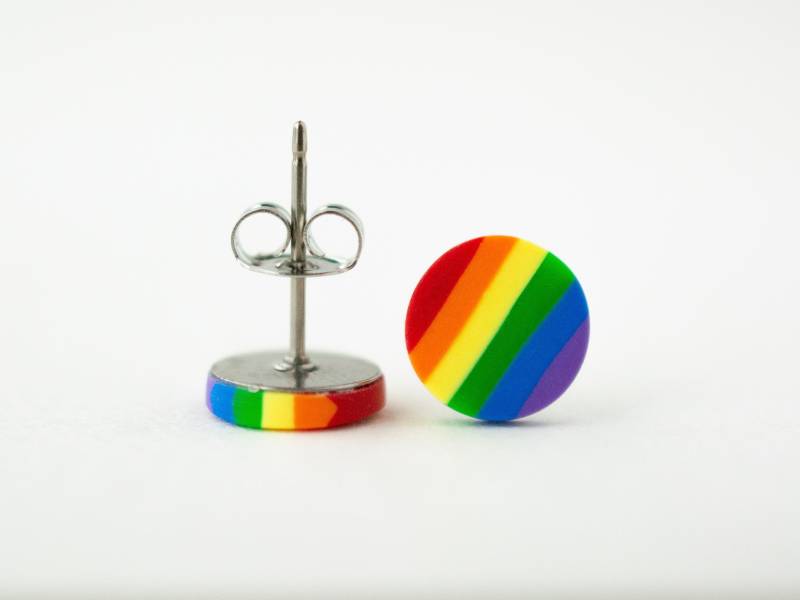 Regenbogen Pride Ohrstecker, Mattes Finish, Lgbtq Schmuck, Queer Runde Beiträge, 3 Größen Erhältlich von HouseofShiba