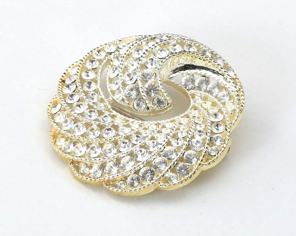 Jahrgang Napier Pave Faux Diamant Strass Wirbel Runde Kreis Brosche Pin Retro von HouseofVintageOnline