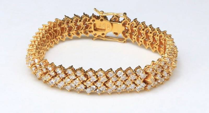 Vintage Cubic Zirconia Link Armband Gold Wash Sterling Silber Cz Bling Sparkle von HouseofVintageOnline