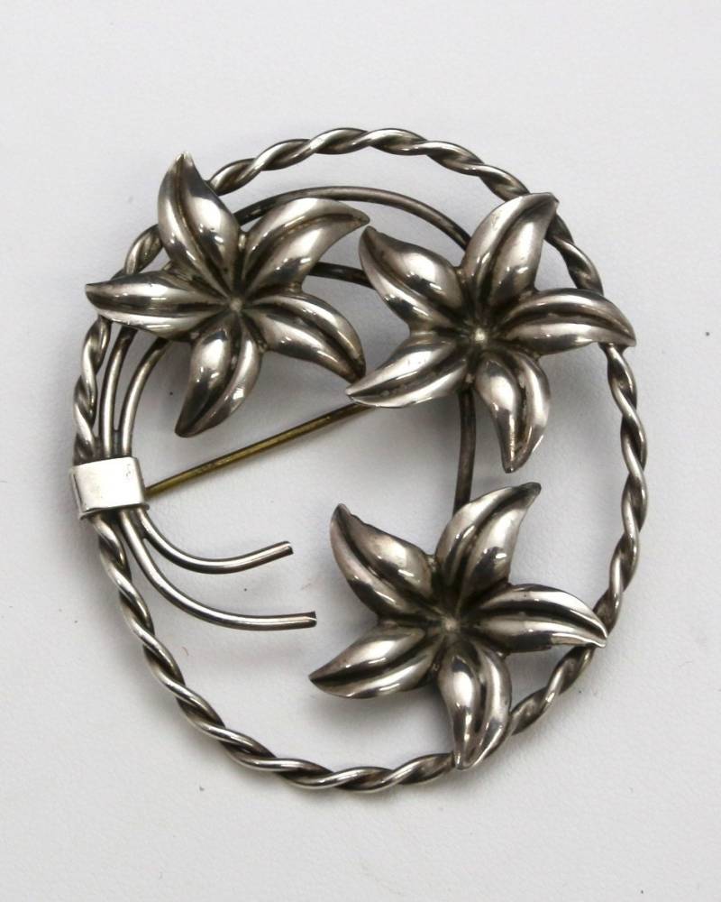 Vintage Floral Sterling Silber Blume Pin Brosche von HouseofVintageOnline