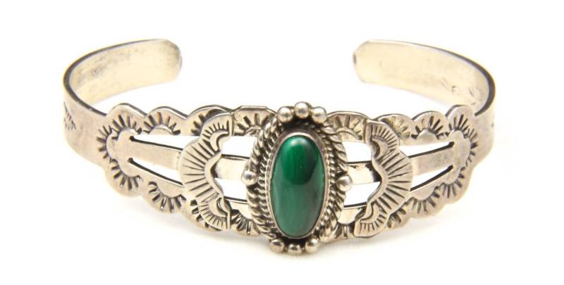 Vintage Fred Harvey Ära Sterling Silber & Malachit Manschette Armband Southwestern von HouseofVintageOnline