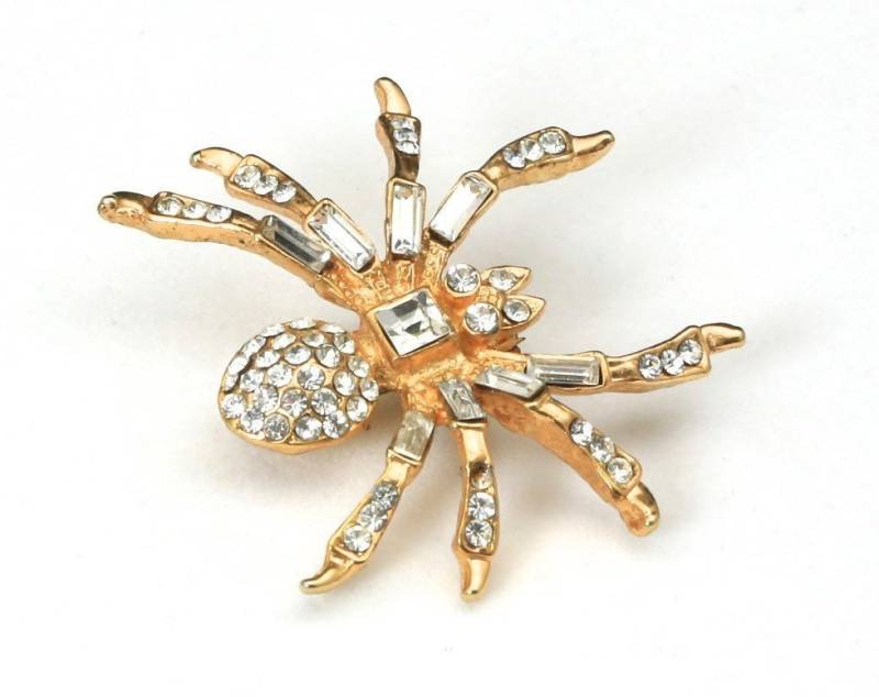 Vintage Große Gold Ton Strass Spinne Pin Brosche Insekt Schmuck Retro von HouseofVintageOnline