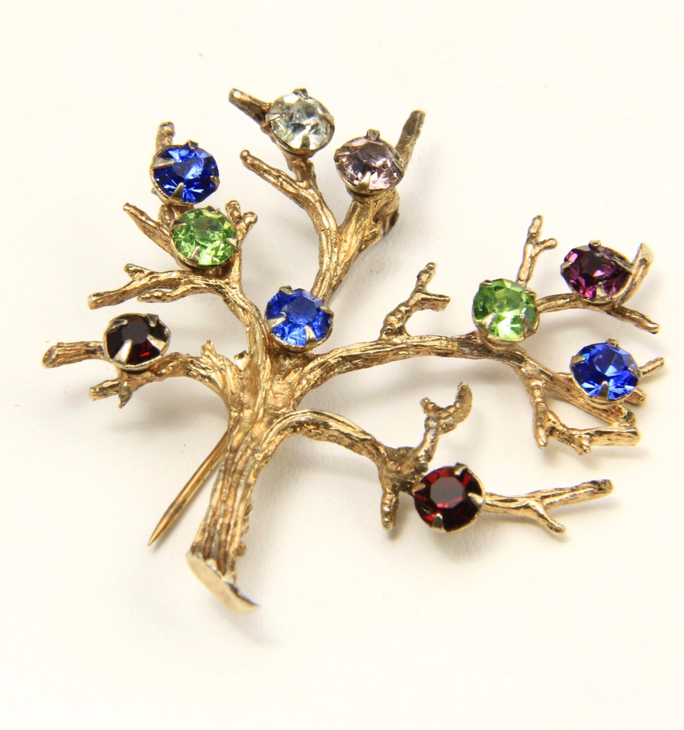 Vintage Sterling Mit Gold Overlay Multi-Color Strass Stammbaum Brosche Anstecknadel Vintage Sterling Mit Gold Overlay Multi-Color Strass Stammbaum Brosche Anstecknadel von HouseofVintageOnline