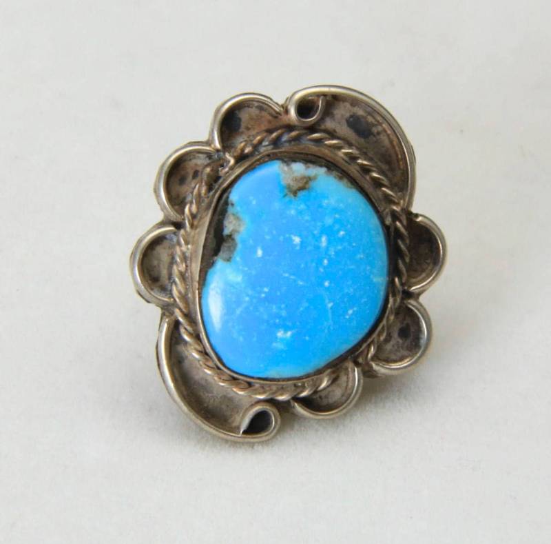 Vintage Sterling Silber Twisted Seil Detail Türkis Ring Größe 5 von HouseofVintageOnline