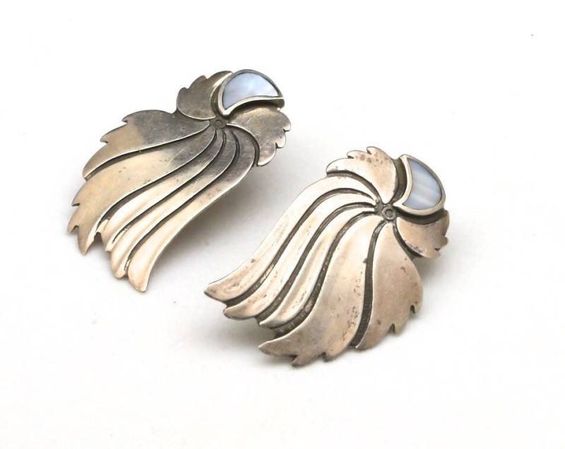 Vintage Sterling Silber & Perlmutt Südwestlichen Blume Fan Ohrringe von HouseofVintageOnline