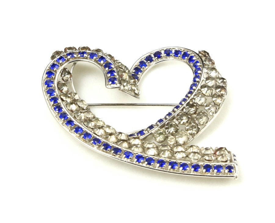 Vintage Vogue New York Strass Große Herz Brosche Pin Signiert Kostüm Schmuck von HouseofVintageOnline