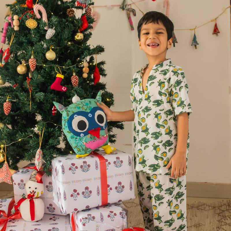 Avocado Schlafanzug, Schlafanzug Für Kinder, Für Jungen, Bedruckter Kurta Pyjama, Handblocker Pyjama Set, Print Kleidung von Houseofekam